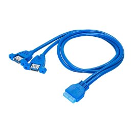 Kabel adapter Akyga AK-CA-62 2x USB A 3.0 A (F) / USB 19 pin (F) 0,65m AKYGA