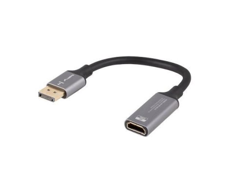 Kabel adapter Lanberg Displayport (M) -> HDMI (F) 4K na kablu 20cm srebrny LANBERG Kabel adapter Lanberg Displayport (M) -> HDMI (F) 4K na kablu 20cm srebrny LANBERG