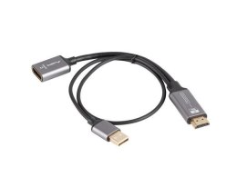 Kabel adapter Lanberg HDMI (M) -> Displayport (F) 4K na kablu 20cm srebrny LANBERG