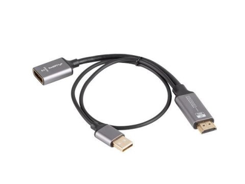 Kabel adapter Lanberg HDMI (M) -> Displayport (F) 4K na kablu 20cm srebrny LANBERG Kabel adapter Lanberg HDMI (M) -> Displayport (F) 4K na kablu 20cm srebrny LANBERG