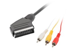 Kabel adapter Lanberg SCART - 3x RCA 1,8m czarny LANBERG