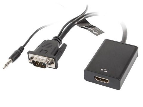 Kabel adapter Lanberg VGA (M) + Audio -> HDMI (F) czarny LANBERG Kabel adapter Lanberg VGA (M) + Audio -> HDMI (F) czarny LANBERG