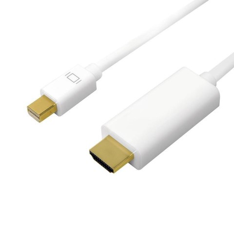 Kabel adapter LogiLink CV0123 Mini DisplayPort 1.2 - HDMI, 4K, biały, 2m LogiLink Kabel adapter LogiLink CV0123 Mini DisplayPort 1.2 - HDMI, 4K, biały, 2m LogiLink