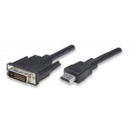 Kabel adapter Manhattan HDMI męski na DVI-D 24+1 męski, Dual Link, 1,8m, czarny Manhattan