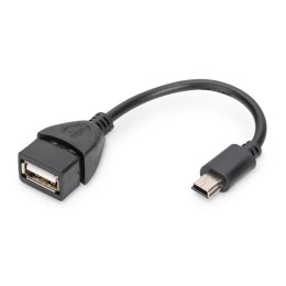 Kabel adapter USB 2.0 DIGITUS HighSpeed OTG Typ miniUSB B/USB A M/Ż czarny 0,2m Digitus