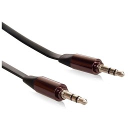 Kabel audio Maclean MCTV-695 B miniJack 3,5mm (M) - miniJack 3,5mm (M), płaski 2m, metalowy wtyk, czarny Maclean