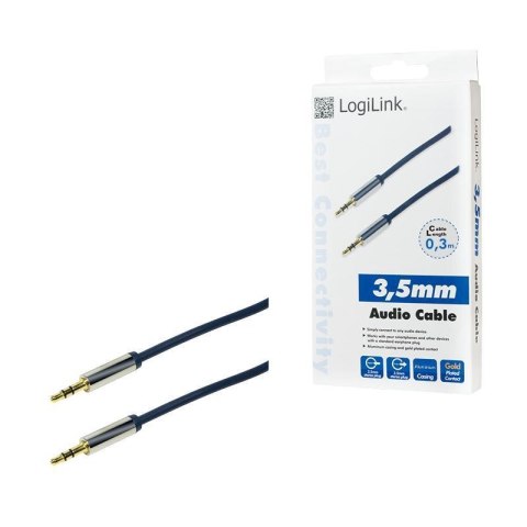 Kabel audio stereo LogiLink CA10030 3,5 mm, M/M, 0,3m, niebieski LogiLink Kabel audio stereo LogiLink CA10030 3,5 mm, M/M, 0,3m, niebieski LogiLink