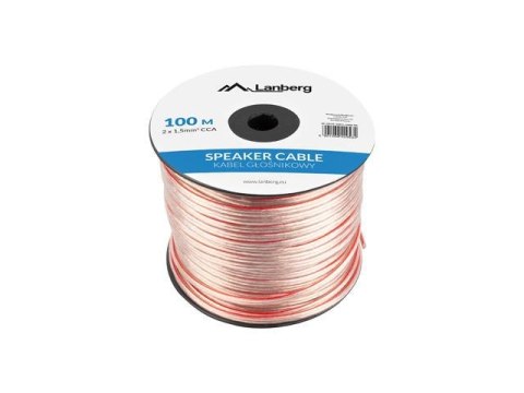 Kabel głośnikowy Lanberg 2x1.5mm2 100m przezroczysty LANBERG Kabel głośnikowy Lanberg 2x1.5mm2 100m przezroczysty LANBERG