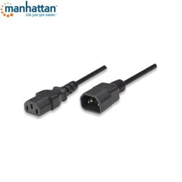 Kabel przedłużający kabla zasilania Manhattan C14 na C13 M/F 1,8m, czarny Manhattan