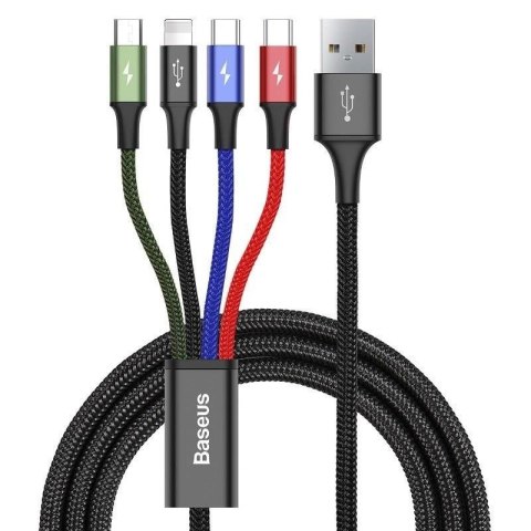 Kabel przewód USB 4w1 - 2x USB-C, Lightning, micro USB 120cm Baseus Rapid CA1T4-B01 do 3.5A Baseus Kabel przewód USB 4w1 - 2x USB-C, Lightning, micro USB 120cm Baseus Rapid CA1T4-B01 do 3.5A Baseus