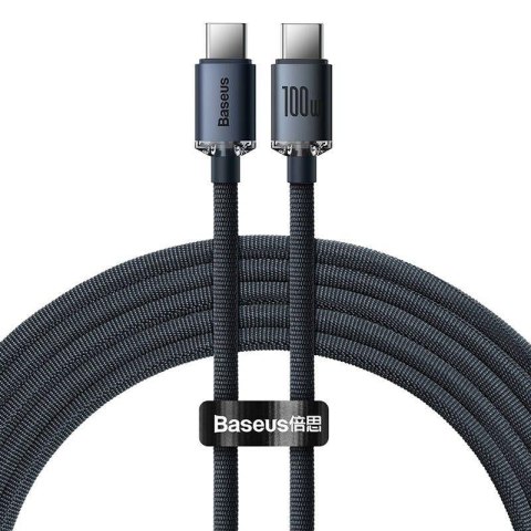 Kabel przewód USB-C PD 2.0 200cm Baseus Crystal CAJY000701 Quick Charge 3.0 5A z obsługą szybkiego ładowania 100W Baseus Kabel przewód USB-C PD 2.0 200cm Baseus Crystal CAJY000701 Quick Charge 3.0 5A z obsługą szybkiego ładowania 100W Baseus