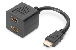 Kabel rozdzielacz (Splitter) DIGITUS HDMI HighSpeed 1080p 24Hz FHD Typ HDMI A/2xHDMI A M/Ż czarny 0.2m Digitus