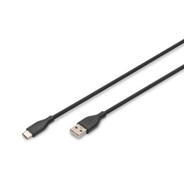 Kabel zasilający DIGITUS silikonowy USB-A - USB-C, USB 2.0 60W, 1m czarny Digitus