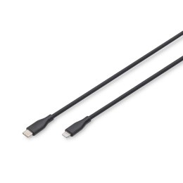 Kabel zasilający DIGITUS silikonowy USB-C - Lightning, USB 2.0 60W, certyfikat MFI, 1m czarny Digitus