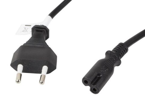 Kabel zasilający Lanberg CEE 7/16 -> IEC 320 C7 EURO (radiowy) 3m VDE czarny LANBERG Kabel zasilający Lanberg CEE 7/16 -> IEC 320 C7 EURO (radiowy) 3m VDE czarny LANBERG