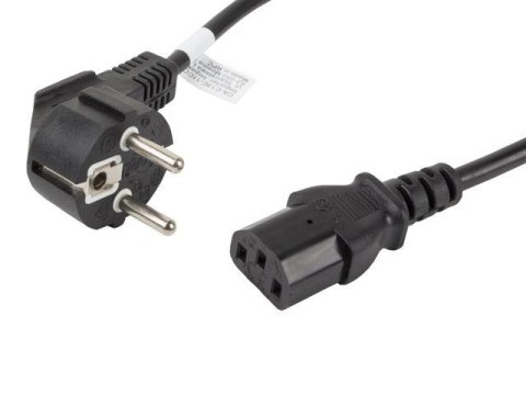 Kabel zasilający Lanberg CEE 7/7 -> IEC 320 C13 1,8m VDE czarny LANBERG Kabel zasilający Lanberg CEE 7/7 -> IEC 320 C13 1,8m VDE czarny LANBERG
