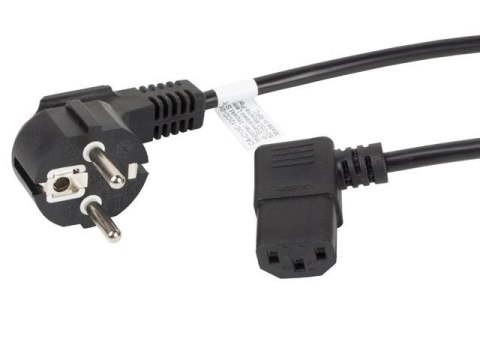 Kabel zasilający Lanberg CEE 7/7 -> IEC 320 C13 kątowy 1,8m VDE czarny LANBERG Kabel zasilający Lanberg CEE 7/7 -> IEC 320 C13 kątowy 1,8m VDE czarny LANBERG