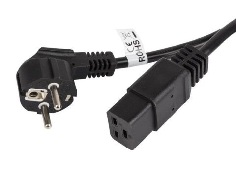 Kabel zasilający Lanberg CEE 7/7 -> IEC 320 C19 (serwerowy) 16A 1,8m VDE czarny LANBERG Kabel zasilający Lanberg CEE 7/7 -> IEC 320 C19 (serwerowy) 16A 1,8m VDE czarny LANBERG