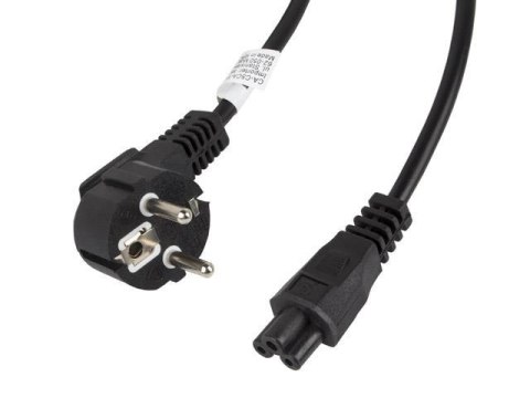 Kabel zasilający Lanberg CEE 7/7 -> IEC 320 C5 notebook (miki) 3m VDE czarny LANBERG Kabel zasilający Lanberg CEE 7/7 -> IEC 320 C5 notebook (miki) 3m VDE czarny LANBERG