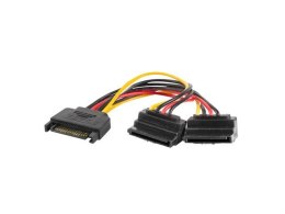 Kabel zasilający Lanberg SATA (M)-> 2x SATA (F) 90° 0,15m LANBERG