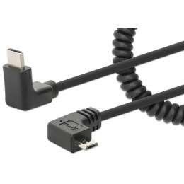 Kabel zasilający Manhattan USB-C/Micro-USB 3A do szybkiego bezpiecznego ładowania Manhattan