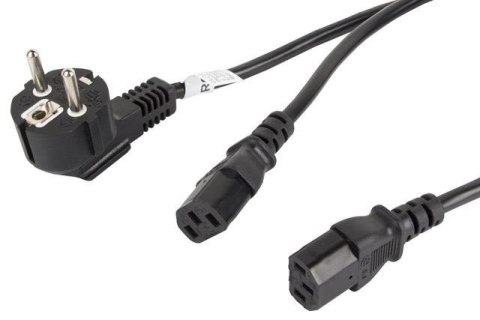 Kabel zasilający Y Lanberg CEE 7/7 -> 2x IEC 320 C13 (2 zasilacze) 1,8m czarny LANBERG