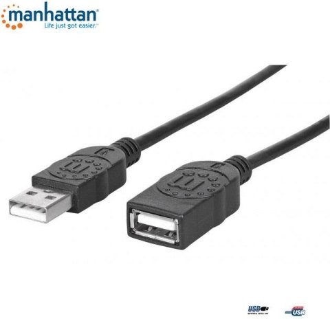 Kabel/przedłużacz Manchattan USB2.0 AM-AF 3m czarny Manhattan Kabel/przedłużacz Manchattan USB2.0 AM-AF 3m czarny Manhattan