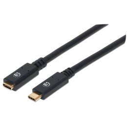 Kabel/przedłużacz Manhattan USB-C 3.2 Gen1 M/F 1m czarny Manhattan