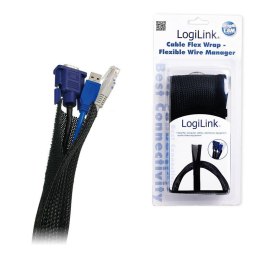 Organizer kabli LogiLink KAB0006 elastyczny 1,8m czarny LogiLink