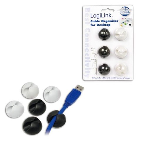 Organizer kabli LogiLink KAB0009 klips, 6 szt LogiLink Organizer kabli LogiLink KAB0009 klips, 6 szt LogiLink