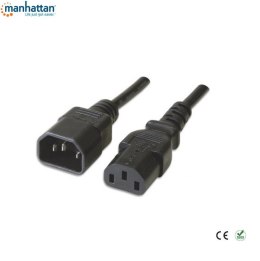 Przedłużacz kabla zasilania Manhattan C14 na C13 M/F 0,5m czarny Manhattan