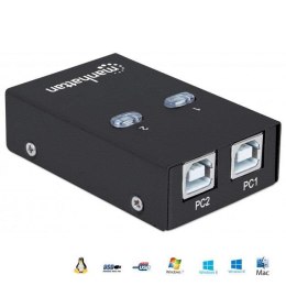 Przełącznik Manhattan USB 2.0 2/1, czarny Manhattan