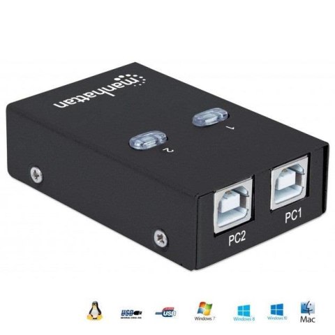 Przełącznik Manhattan USB 2.0 2/1, czarny Manhattan Przełącznik Manhattan USB 2.0 2/1, czarny Manhattan