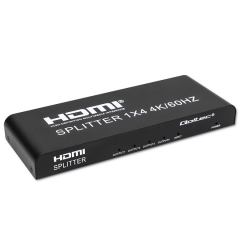 Rozdzielacz aktywny Qoltec Splitter 4 x HDMI 4K x 2K | 6Gb/s | 60Hz Qoltec Rozdzielacz aktywny Qoltec Splitter 4 x HDMI 4K x 2K | 6Gb/s | 60Hz Qoltec