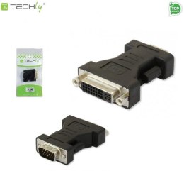 Adapter Techly DVI-9100 DVI na VGA Ż/M, czarny IADAP Techly