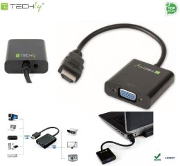 Adapter Techly HDMI-VGA2A HDMI męski na VGA żeński z audio, czarny 0,1m IDATA Techly