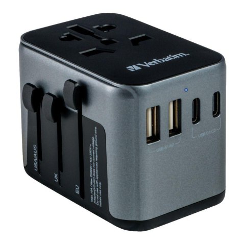 Adapter podróżny Verbatim UTA-03 globalny 1xUSB-C PD 30W QC 18W, 1xUSB-C 15W, 2xUSB-A 12W Verbatim Adapter podróżny Verbatim UTA-03 globalny 1xUSB-C PD 30W QC 18W, 1xUSB-C 15W, 2xUSB-A 12W Verbatim