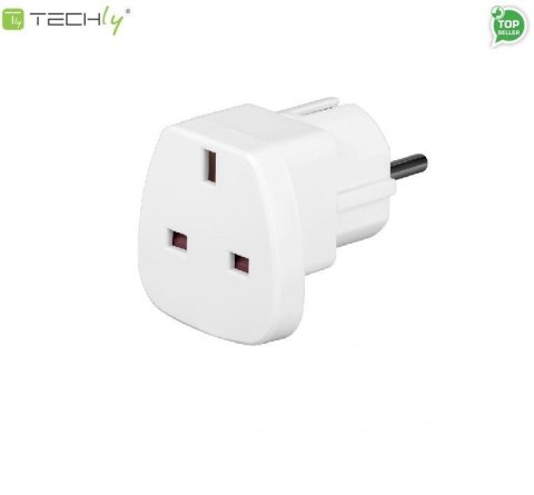 Adapter wtyku zasilania Techly A-FLAZASUKWH UK/EU, biały Techly Adapter wtyku zasilania Techly A-FLAZASUKWH UK/EU, biały Techly