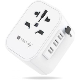 Adapter wtyku zasilania Techly EU/UK/USA/3xUSB biały Techly