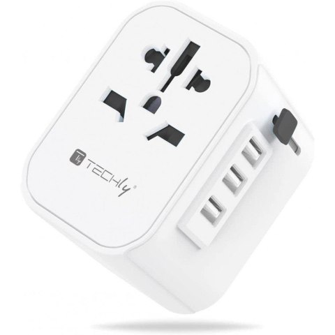 Adapter wtyku zasilania Techly EU/UK/USA/3xUSB biały Techly Adapter wtyku zasilania Techly EU/UK/USA/3xUSB biały Techly