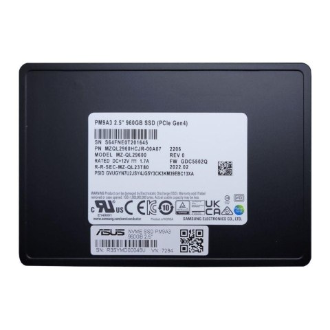Dysk SSD Asus Enterprise PM9A3 960GB 2,5" NVME Asus Dysk SSD Asus Enterprise PM9A3 960GB 2,5" NVME Asus
