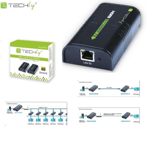 Extender / odbiornik HDMI Techly IDATA EXTIP-373R po skrętce Cat. 5e/6/6a/7 do 120m, over IP, czarny Techly Extender / odbiornik HDMI Techly IDATA EXTIP-373R po skrętce Cat. 5e/6/6a/7 do 120m, over IP, czarny Techly