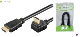 Kabel HDMI Techly HDMI/HDMI V1.4 M/M Ethernet, Kątowy, 5m, czarny Techly