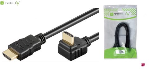 Kabel HDMI Techly HDMI/HDMI V1.4 M/M Ethernet, Kątowy, 5m, czarny Techly Kabel HDMI Techly HDMI/HDMI V1.4 M/M Ethernet, Kątowy, 5m, czarny Techly