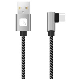 Kabel Techly USB 2.0 USB-A na USB-C kątowy 2m M/M 3A Techly