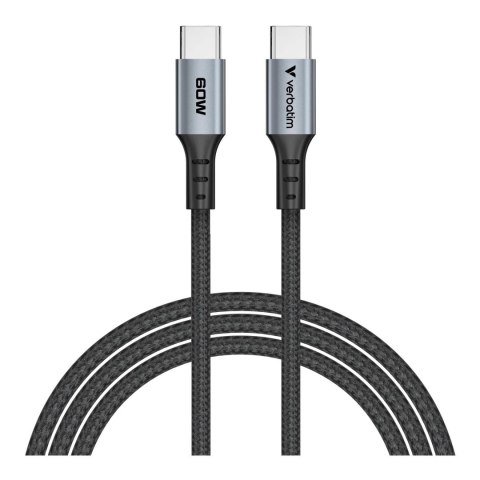 Kabel Verbatim USB-C(M) - USB-C(M) 1,2m, 60W, PD, czarny Verbatim Kabel Verbatim USB-C(M) - USB-C(M) 1,2m, 60W, PD, czarny Verbatim