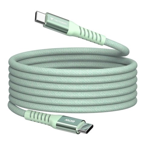 Kabel Verbatim USB-C(M) - USB-C(M) 1,2m, 60W, PD, zielony Verbatim Kabel Verbatim USB-C(M) - USB-C(M) 1,2m, 60W, PD, zielony Verbatim