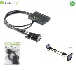 Kabel adapter Techly IDATA HDMI-VGA3 VGA na HDMI z Audio, zasil. z USB Techly