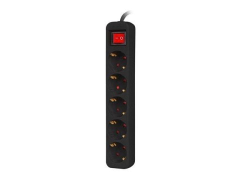 Listwa przedłużacz Lanberg 1,5m czarna 5x 230V Schuko z wyłącznikiem, kabel wykonany z pełnej miedzi LANBERG Listwa przedłużacz Lanberg 1,5m czarna 5x 230V Schuko z wyłącznikiem, kabel wykonany z pełnej miedzi LANBERG