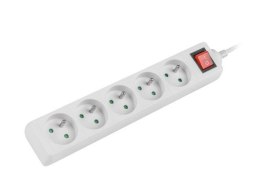 Listwa przedłużacz Lanberg 3m biała 5x 230V PL, z wyłącznikiem, kabel wykonany z pełnej miedzi LANBERG